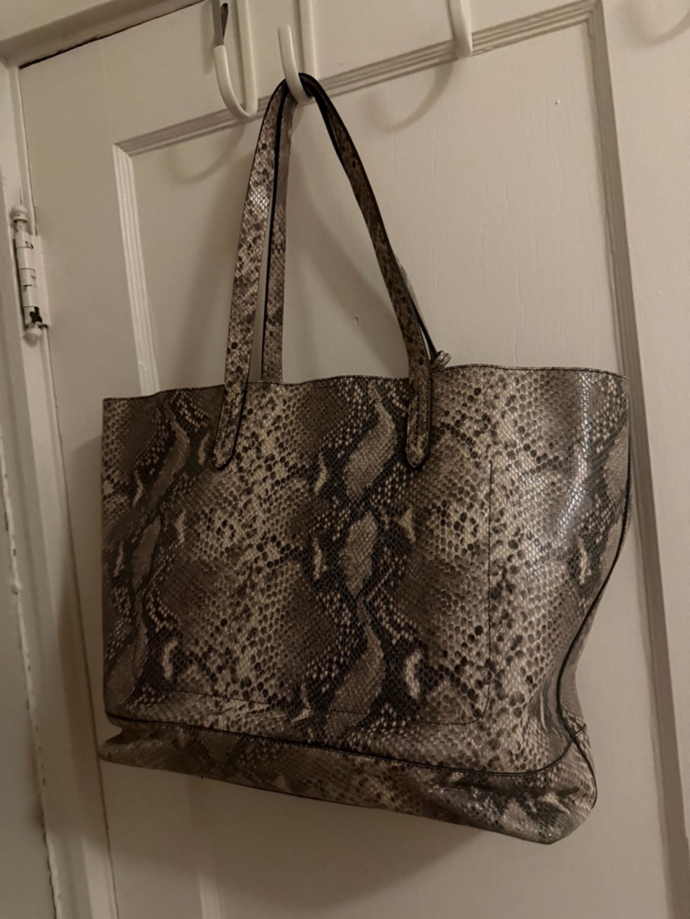 Cole Haan Snake-Print Tote in Taupe and Black